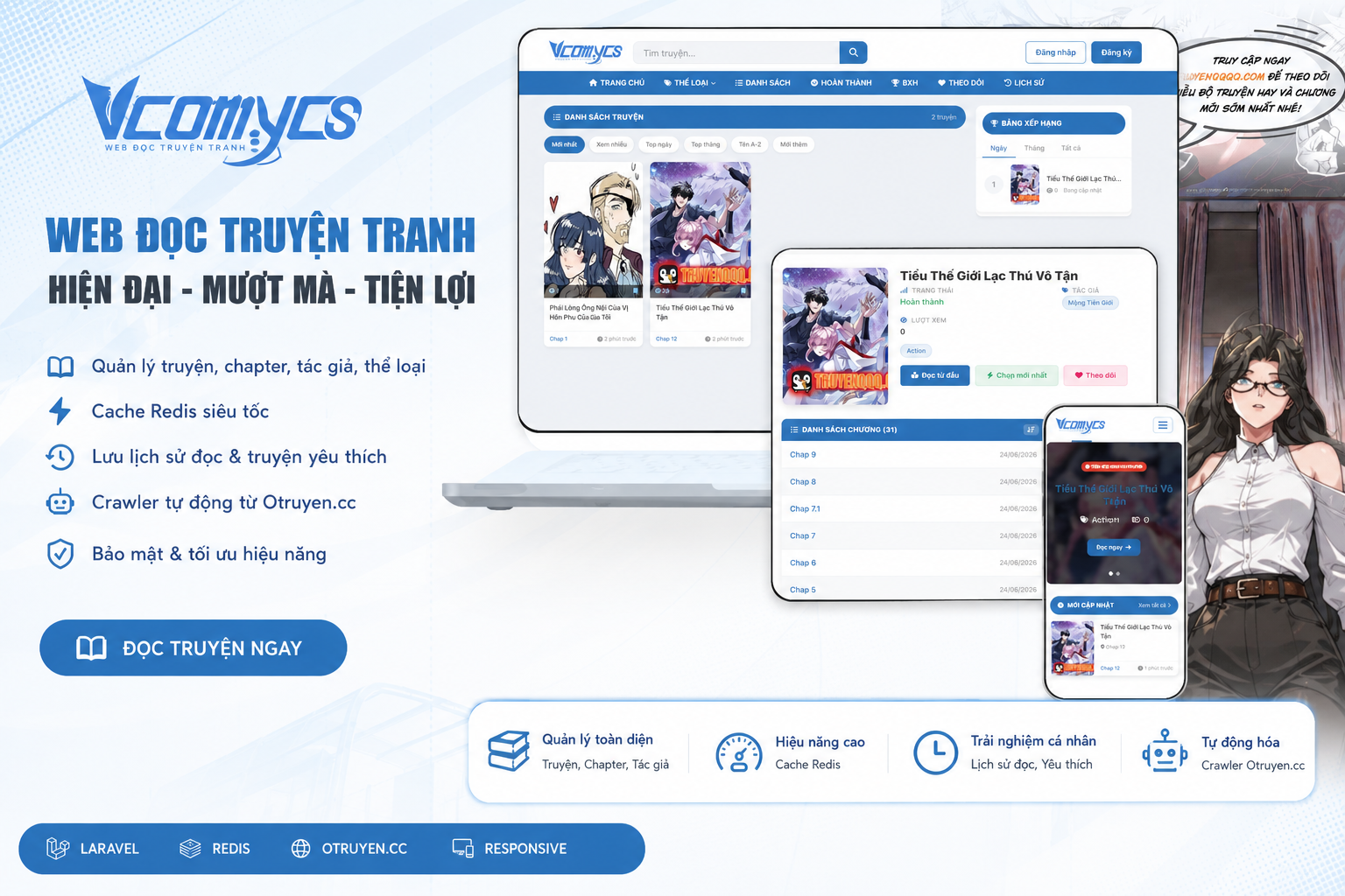 Truyện v19 – Nền Tảng Web Đọc Truyện Tranh Laravel + Redis + Crawler Otruyen - TRUYENV19